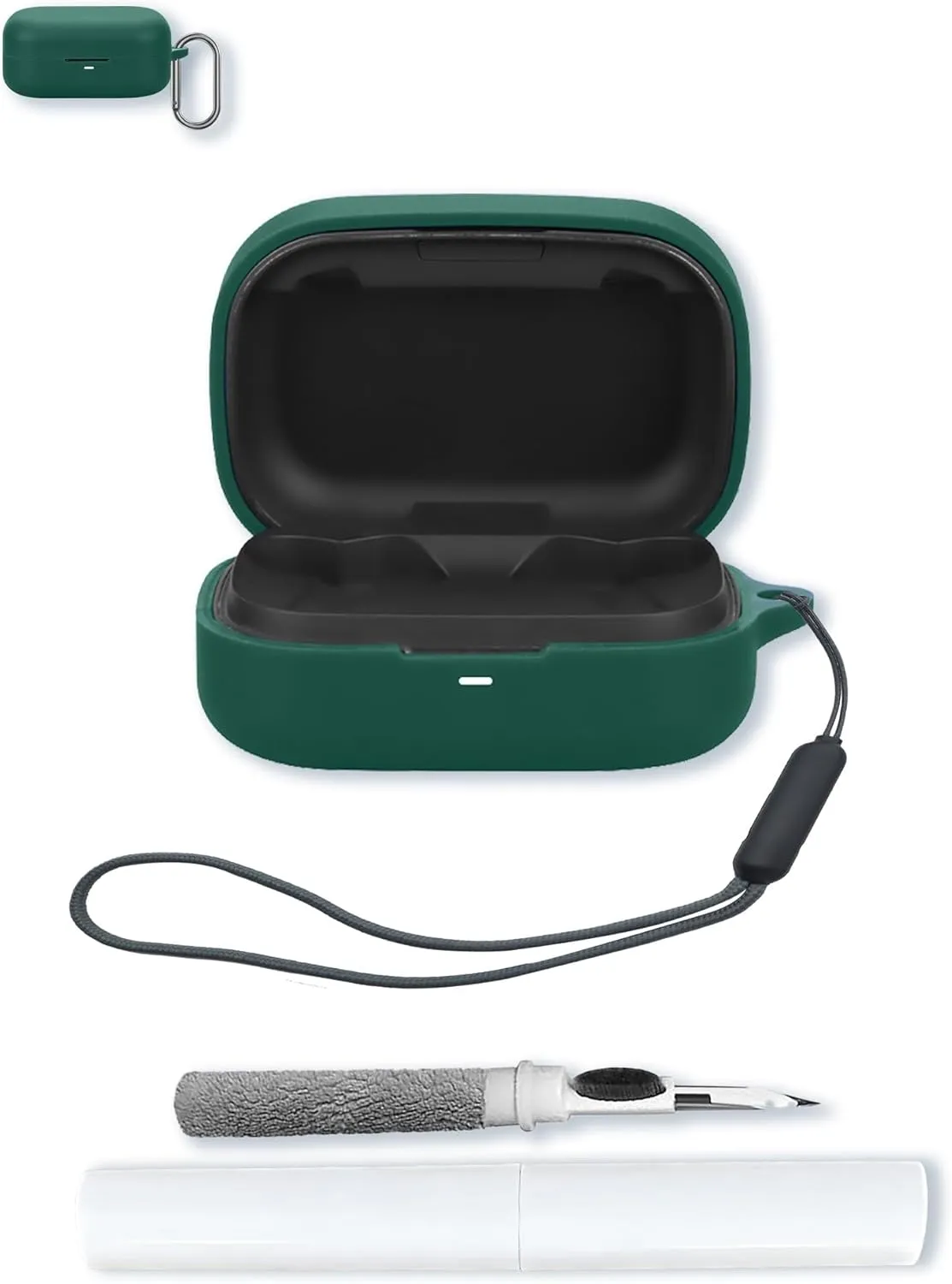 Case for B&O Beoplay Eleven True Wireless Bluetooth Earphones,Soft Protective,BOVUGAC Silicone Case Cover with Keychain & Cleaning Kit & Lanyard for Bang & Olufsen Beoplay Eleven Earbuds-Green