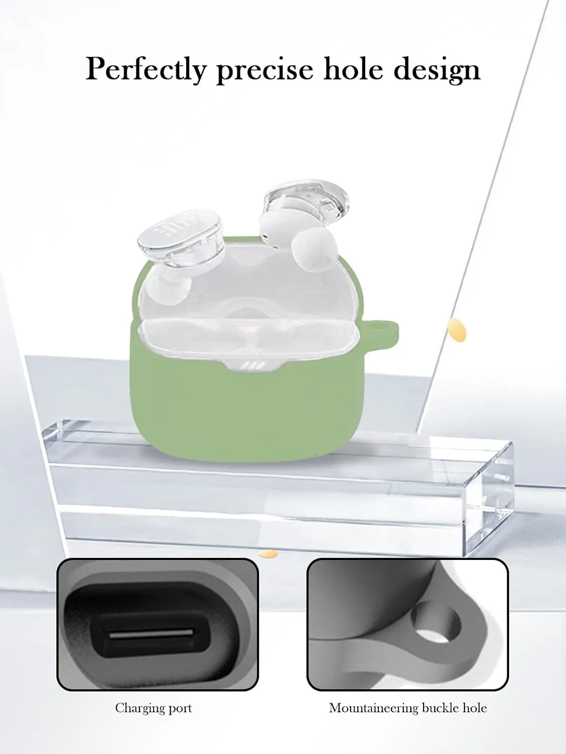 Case for JBL Tune Buds - True Wireless Noise Cancelling Earbuds,Soft Protective,BOVUGAC Silicone Case Cover with Keychain & Cleaning Kit & Lanyard for JBL Tune Buds Earbuds-Matcha