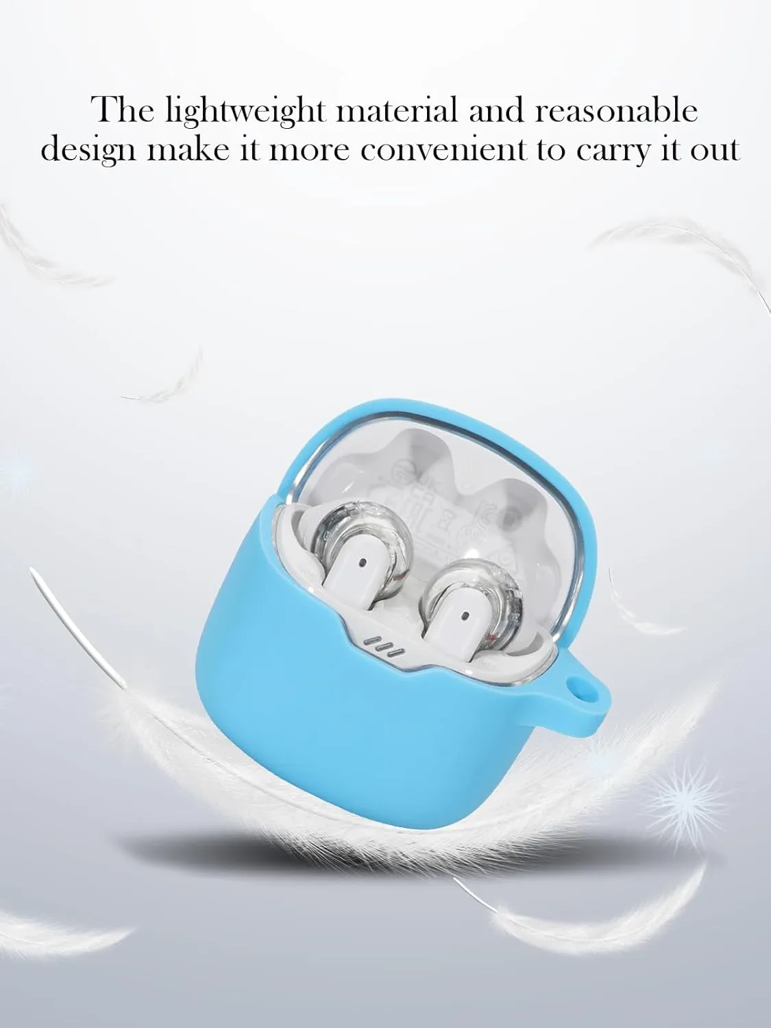 Case for JBL Tune Flex - True Wireless Noise Cancelling Earbuds,Soft Protective,BOVUGAC Silicone Case Cover with Keychain & Cleaning Kit & Lanyard for JBL Tune Flex Earbuds-SkyBlue