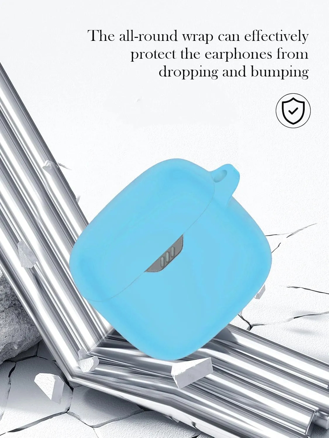 Case for JBL Tune Flex - True Wireless Noise Cancelling Earbuds,Soft Protective,BOVUGAC Silicone Case Cover with Keychain & Cleaning Kit & Lanyard for JBL Tune Flex Earbuds-SkyBlue