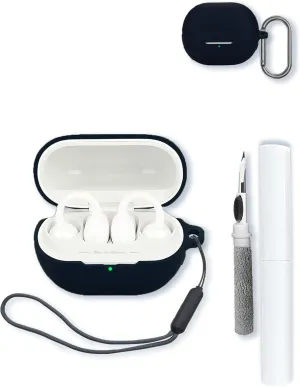 Case for SOUNDPEATS UU Clip Wireless Earphone AI Calling Noise Reduction,Soft Protective,BOVUGAC Silicone Case Cover with Keychain & Cleaning Kit & Lanyard for SOUNDPEATS UU (POP Clip) Earbuds-Black