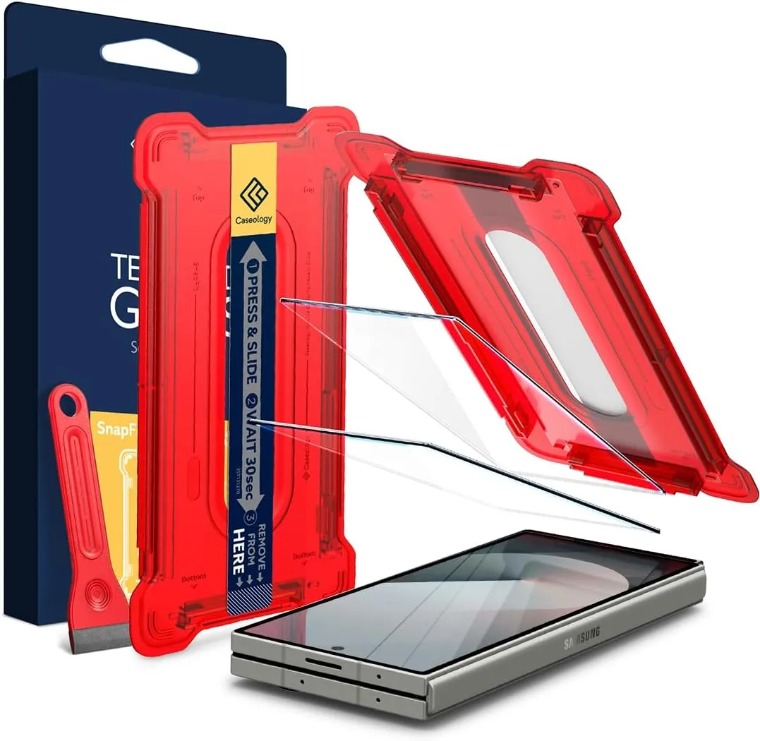 Caseology Snap Fit for Galaxy Z Fold 6 Screen Protector [2 Pack/Easy Installation Kit] Tempered Glass - Clear
