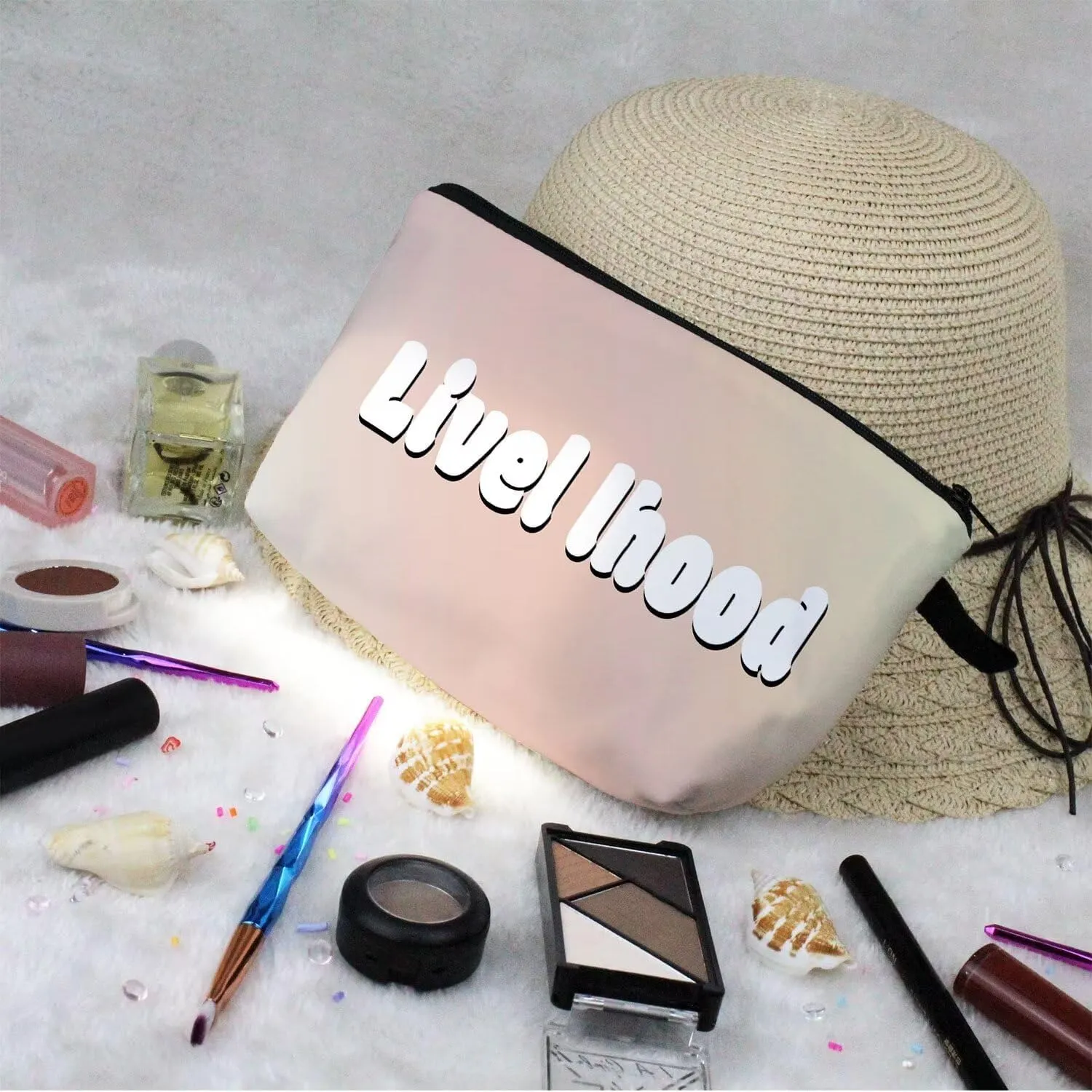 Cheerleader White Makeup Bag I Love Cheerleading Organizer Zipper Pouch Twinkle Cheerleading Pattern Cosmetic Bag Present for Chearleaders Coach Teammates Women Friends