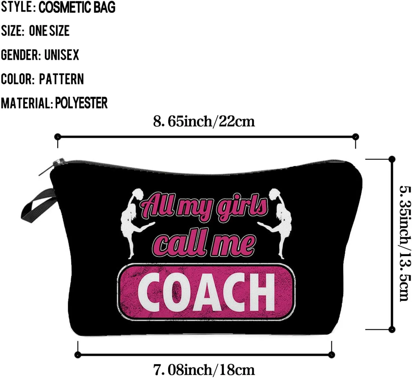 CheerLeading Gifts Cheerleaders Coach Makeup Bag Cute Small Travel Toiletry Zipper Pouch Cheer Squad Cosmetic Bag Birthday Christmas Gift for Cheerleaders Women