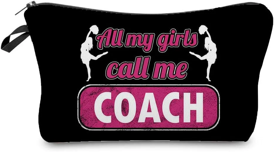 CheerLeading Gifts Cheerleaders Coach Makeup Bag Cute Small Travel Toiletry Zipper Pouch Cheer Squad Cosmetic Bag Birthday Christmas Gift for Cheerleaders Women