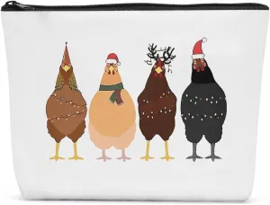 Christmas Makeup Bag Christmas Purses for Women Christmas Travel Organizer Travel Toiletry Bag Christmas Season Cosmetic Bag for Women Gifts for Christmas Farmer Chickens Lover