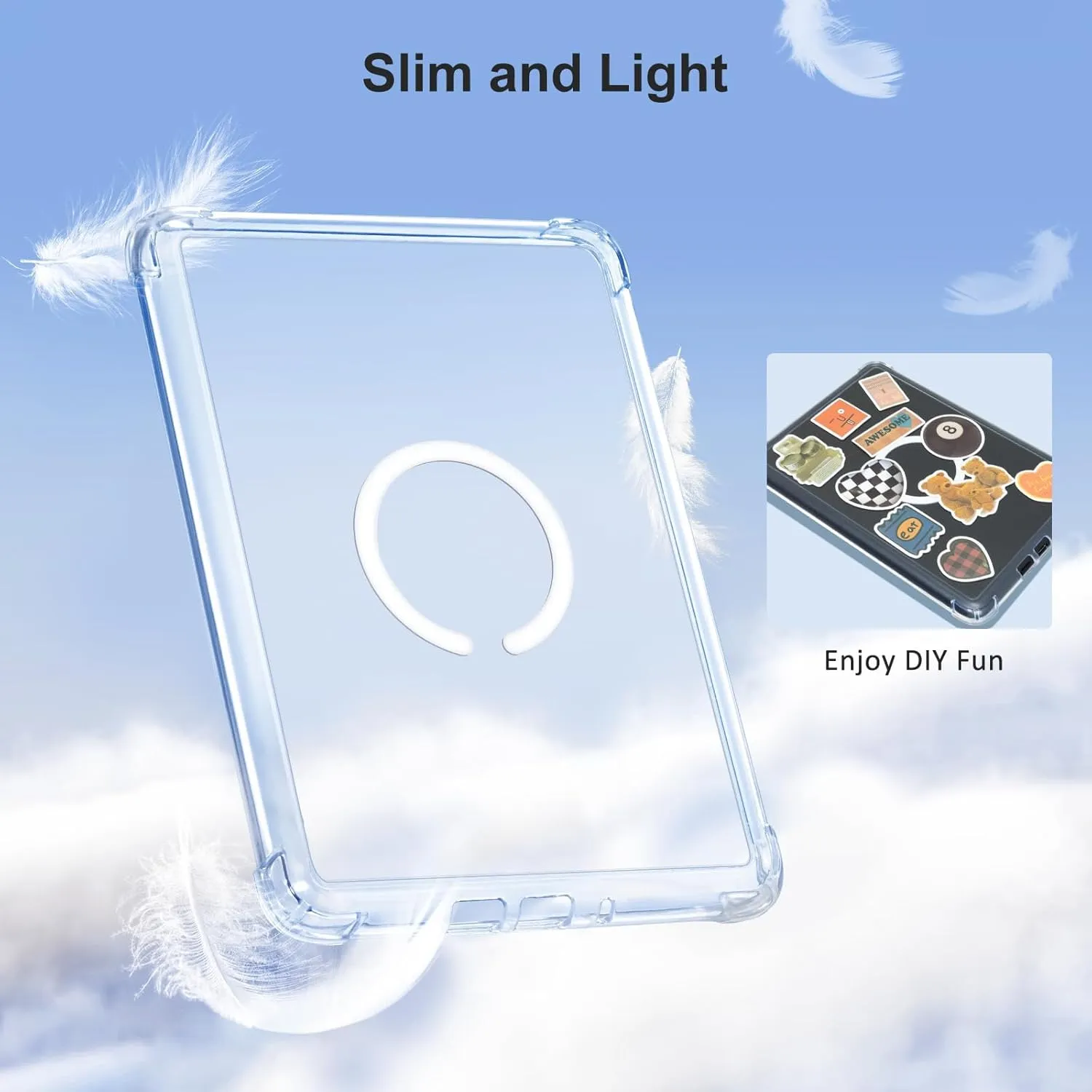 CoBak 3 in 1 Magnetic Clear Case with Ring Grip & Anti-Glare Screen Protector for 7" Kindle Paperwhite 2024 (12th Gen) & Colorsoft, Compatible with iPhone MagSafe, for Belkin/Anker Wireless Charging.