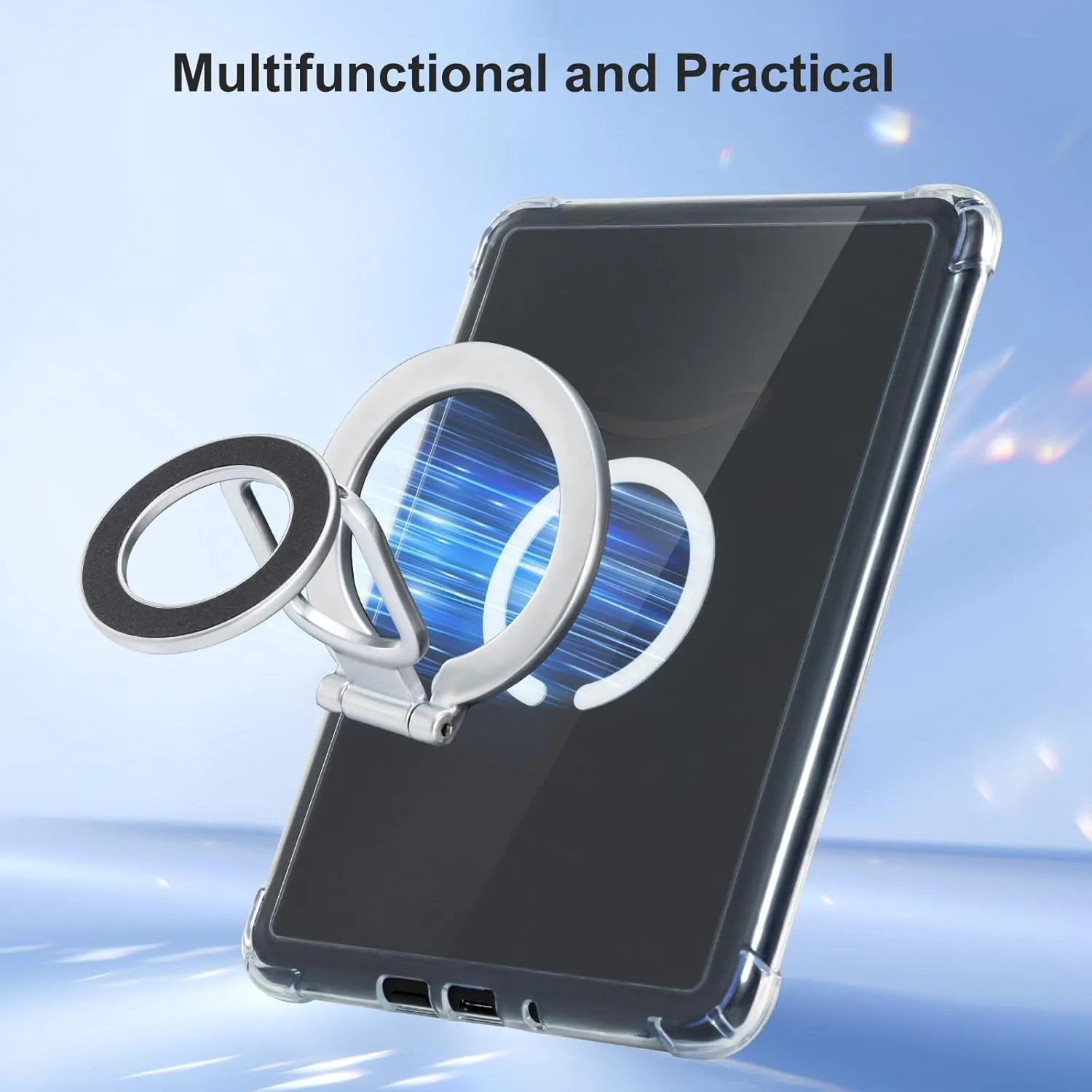 CoBak 3 in 1 Magnetic Clear Case with Ring Grip & Anti-Glare Screen Protector for 7" Kindle Paperwhite 2024 (12th Gen) & Colorsoft, Compatible with iPhone MagSafe, for Belkin/Anker Wireless Charging.