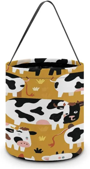 Cow Patterns Halloween Tote Candy Bag Candy Basket Candy Bucket Gift Bag for Halloween Party