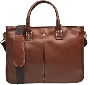 CSCDD Men's Bag Handbag Leather Computer Bag 14 Inch Retro Briefcase(D)