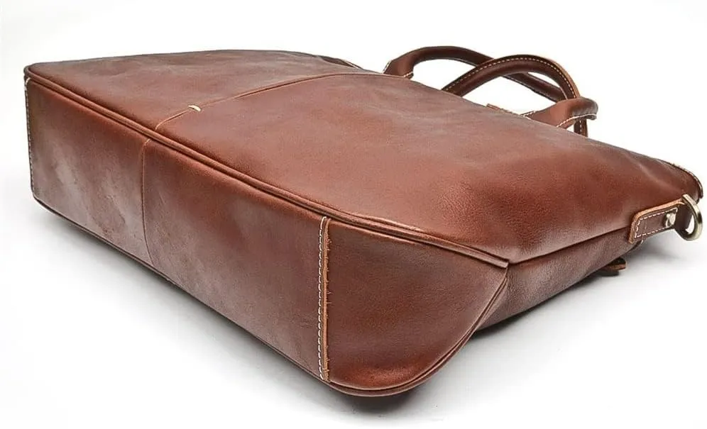 CSCDD Men's Bag Handbag Leather Computer Bag 14 Inch Retro Briefcase(D)
