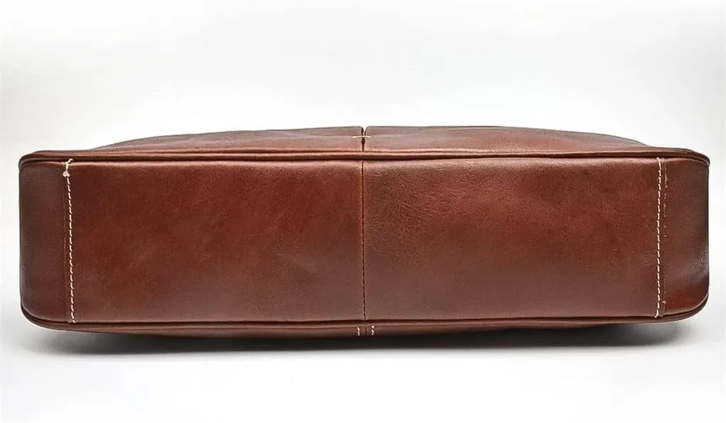 CSCDD Men's Bag Handbag Leather Computer Bag 14 Inch Retro Briefcase(D)