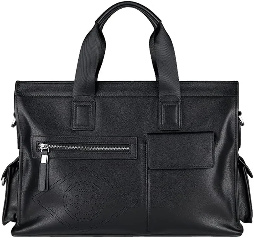 CSCDD Men's Bag Leather Handbag Cowhide Computer Bag 15.6 Inch Business Large Capacity Briefcase Crossbody Bag(E)
