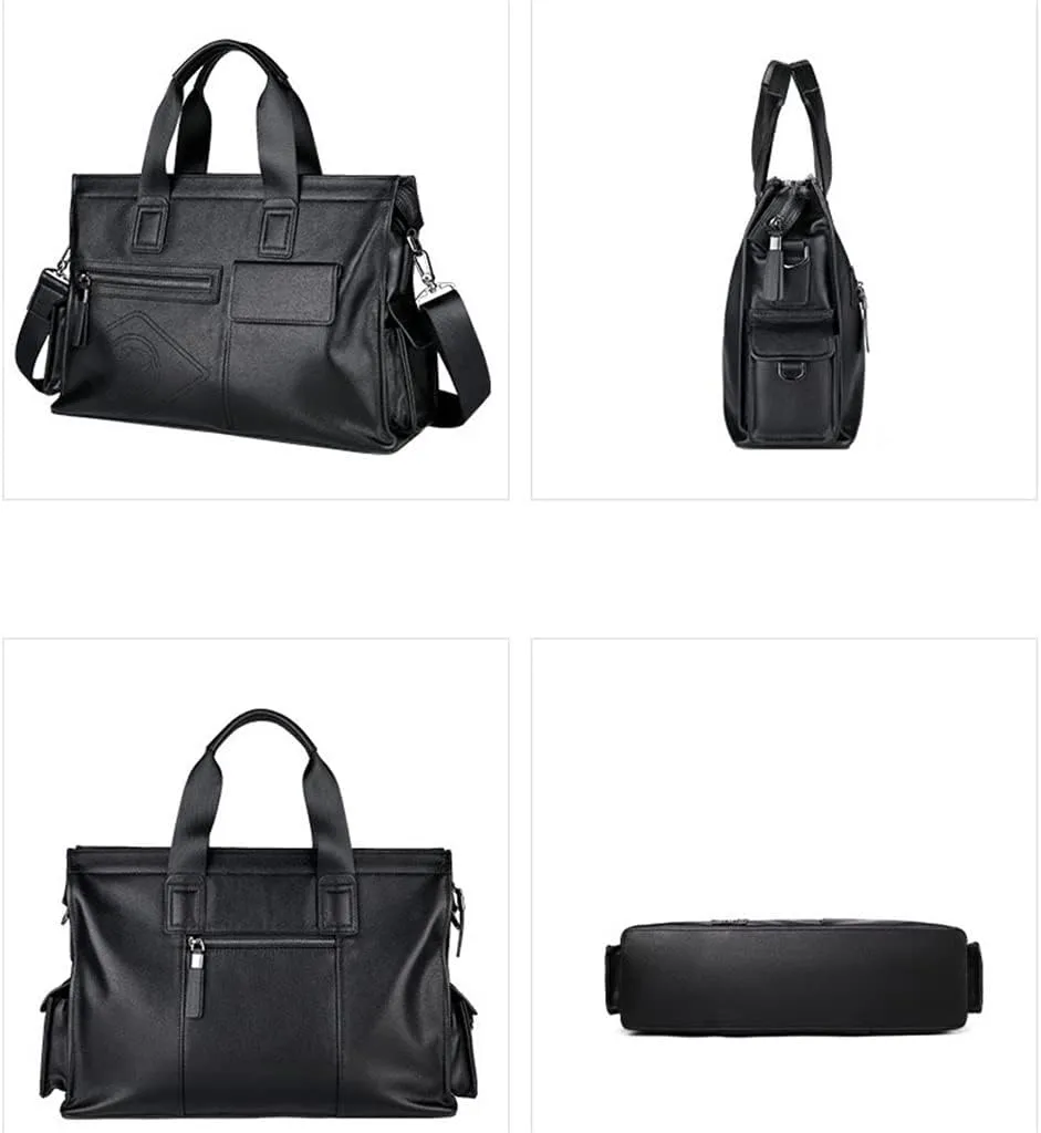 CSCDD Men's Bag Leather Handbag Cowhide Computer Bag 15.6 Inch Business Large Capacity Briefcase Crossbody Bag(E)