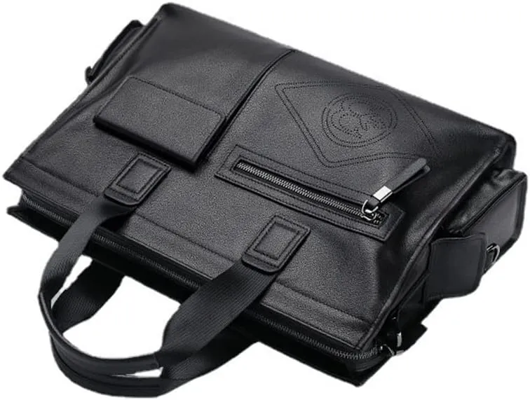 CSCDD Men's Bag Leather Handbag Cowhide Computer Bag 15.6 Inch Business Large Capacity Briefcase Crossbody Bag(E)