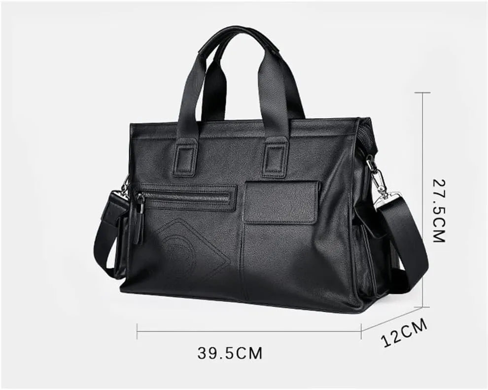 CSCDD Men's Bag Leather Handbag Cowhide Computer Bag 15.6 Inch Business Large Capacity Briefcase Crossbody Bag(E)