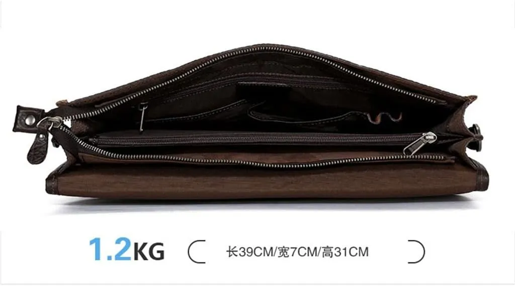 CSCDD Men's Handbag Leather Business Briefcase Cross Section Laptop Bag Shoulder Crossbody Bag(D)