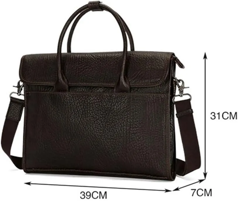 CSCDD Men's Handbag Leather Business Briefcase Cross Section Laptop Bag Shoulder Crossbody Bag(D)