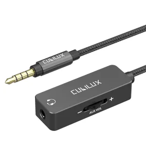 Cubilux 3.5mm TRRS Volume Attenuator Cable, 1/8-inch Headphone Extension Cord with Audio Volume Control, in-Line Volume Controller for Earphones, Speaker, 4 Feet