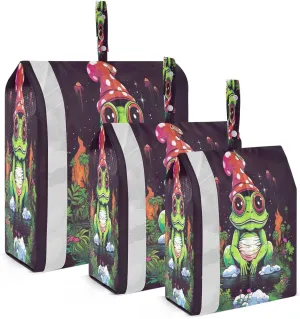 Cute Mushroom Frog Compression Packing Cubes Large Travel Packing Cubes Luggage Organizers for Suitcases Travel Bag for Travel Accessories