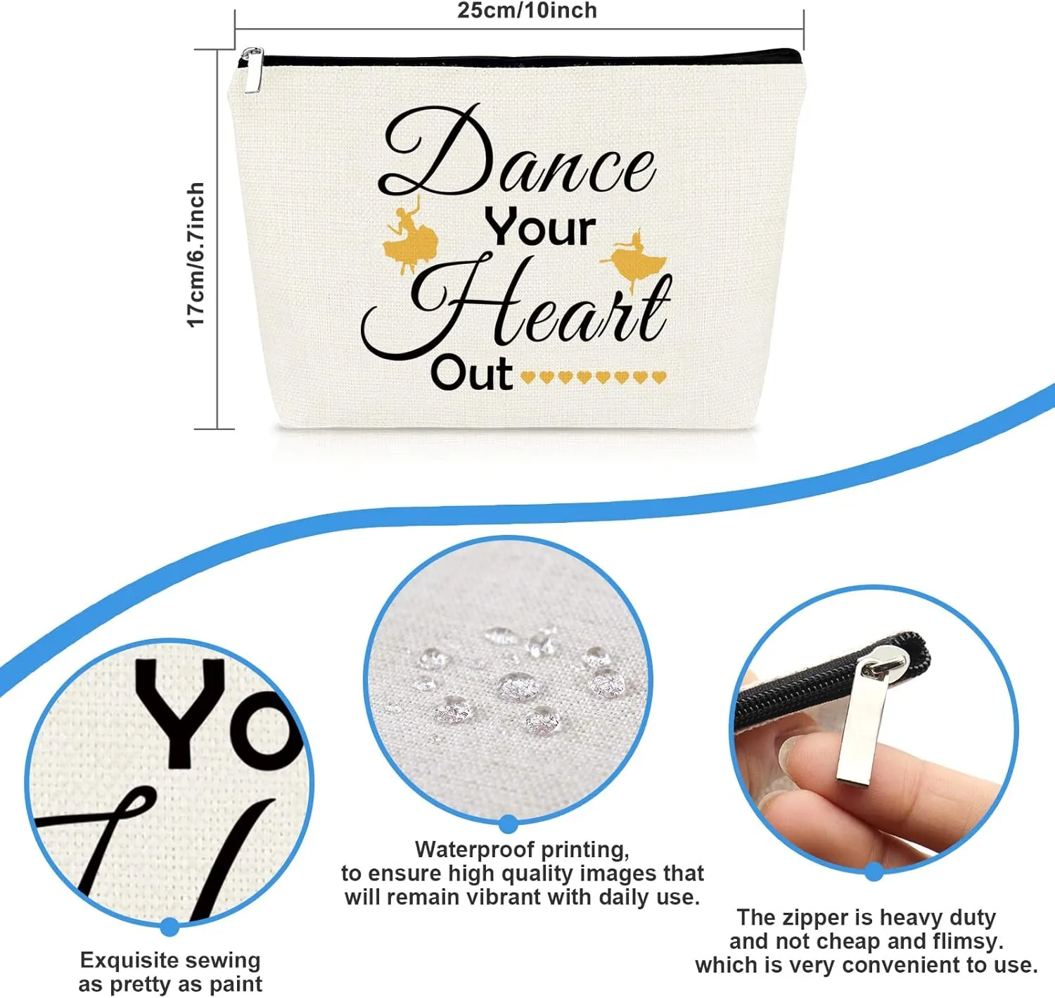 Dance Teacher Gifts Dancer Gift Dance Lover Gift Makeup Bag for Women Girls Cosmetic Bag Dance Student Graduation Gift Dance Teacher Appreciation Gift Dance Teams Mom Gift Christmas Birthday Gifts