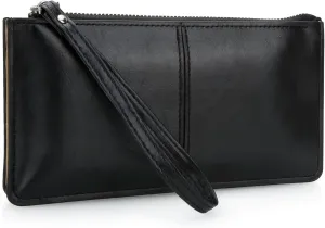 DOB SECHS Small Leather Wristlet Purses for Women Women's Clutch Handbags Wallet Cell Phone Purse Pouch Bags with Card Slots