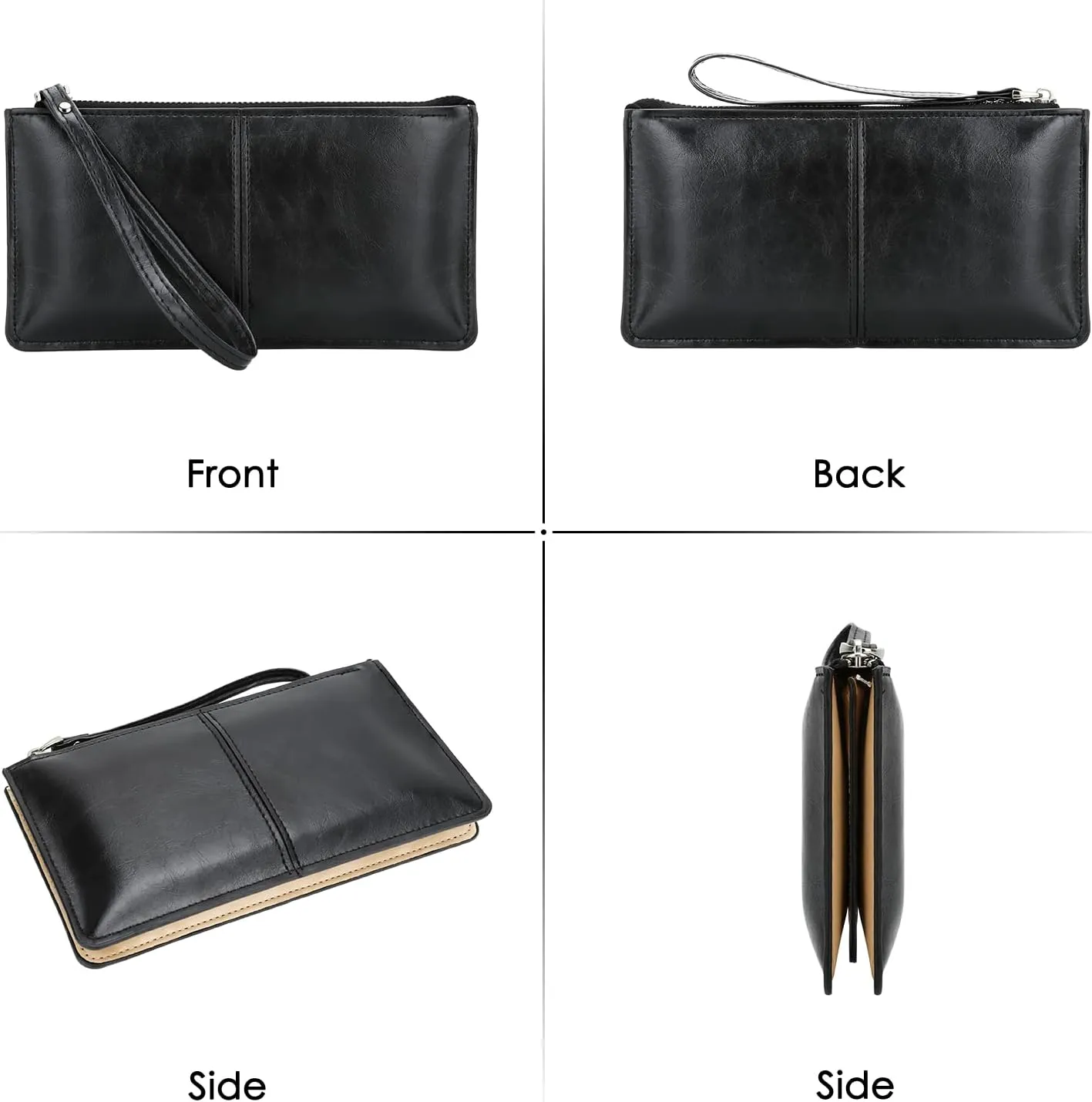 DOB SECHS Small Leather Wristlet Purses for Women Women's Clutch Handbags Wallet Cell Phone Purse Pouch Bags with Card Slots
