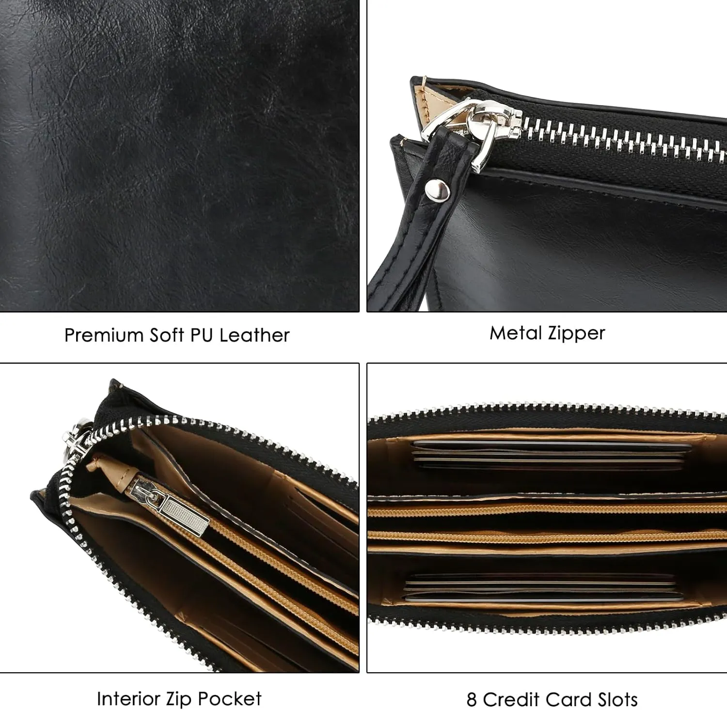 DOB SECHS Small Leather Wristlet Purses for Women Women's Clutch Handbags Wallet Cell Phone Purse Pouch Bags with Card Slots