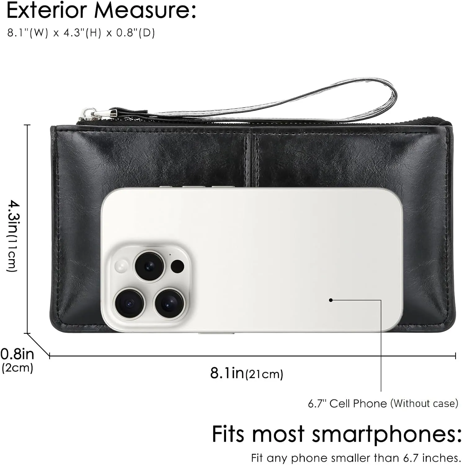 DOB SECHS Small Leather Wristlet Purses for Women Women's Clutch Handbags Wallet Cell Phone Purse Pouch Bags with Card Slots