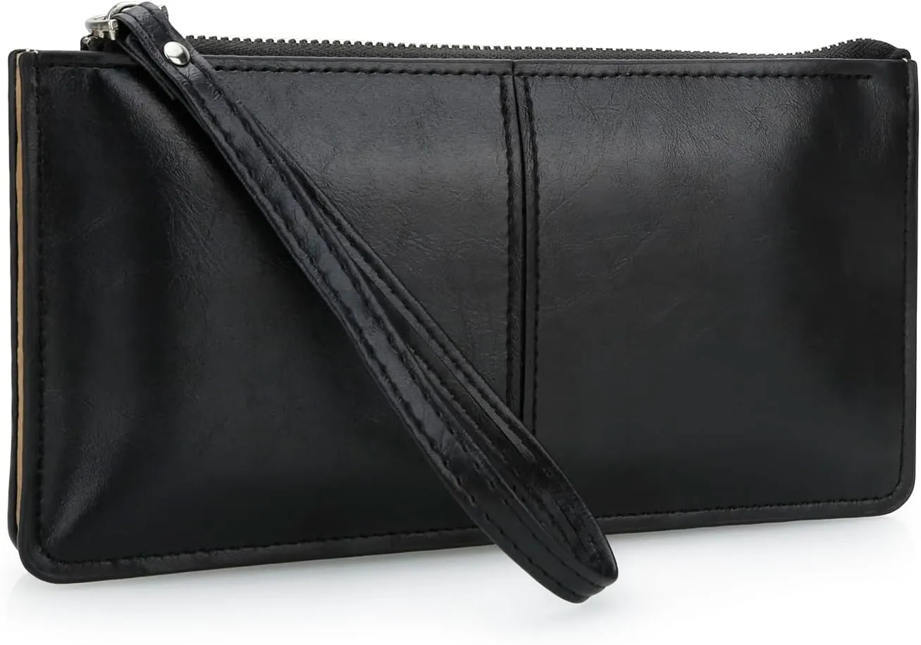 DOB SECHS Small Leather Wristlet Purses for Women Women's Clutch Handbags Wallet Cell Phone Purse Pouch Bags with Card Slots