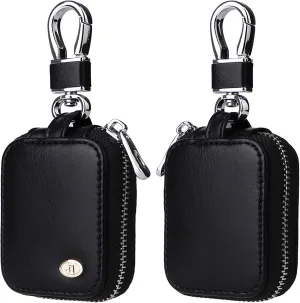 Earbud Case, Headphone Storage Case for AirPods 4/1/2/3/Pro 2, PU Leather Zipper Carrying Pouch Earbuds Bag with Keychain for Wireless Earphones, Wired Headphone & USB Cable EJB Black