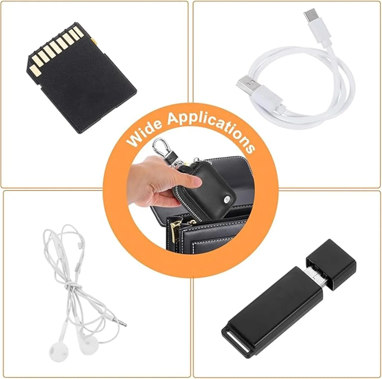 Earbud Case, Headphone Storage Case for AirPods 4/1/2/3/Pro 2, PU Leather Zipper Carrying Pouch Earbuds Bag with Keychain for Wireless Earphones, Wired Headphone & USB Cable EJB Black
