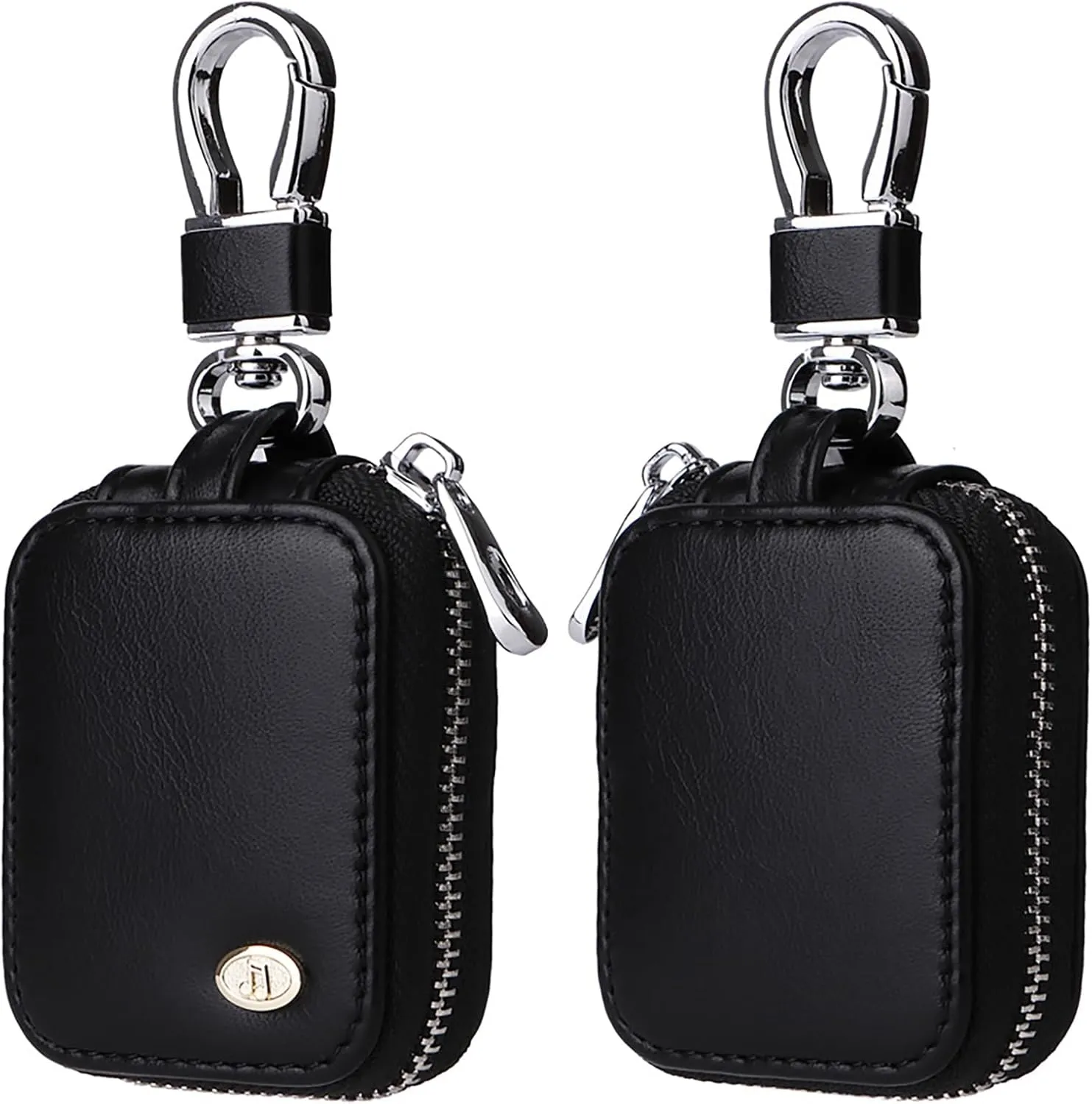 Earbud Case, Headphone Storage Case for AirPods 4/1/2/3/Pro 2, PU Leather Zipper Carrying Pouch Earbuds Bag with Keychain for Wireless Earphones, Wired Headphone & USB Cable EJB Black