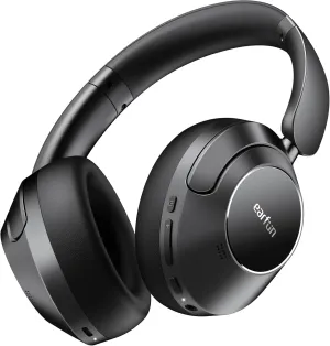 EarFun Wave Pro Active Noise Canceling Headphones, Wireless Over Ear Bluetooth Headphones, LDAC Hi-Res Sound, 5 Mics AI Clear Call, 80H Playtime, Multipoint Connection, Comfort Fit, Custom EQ via App