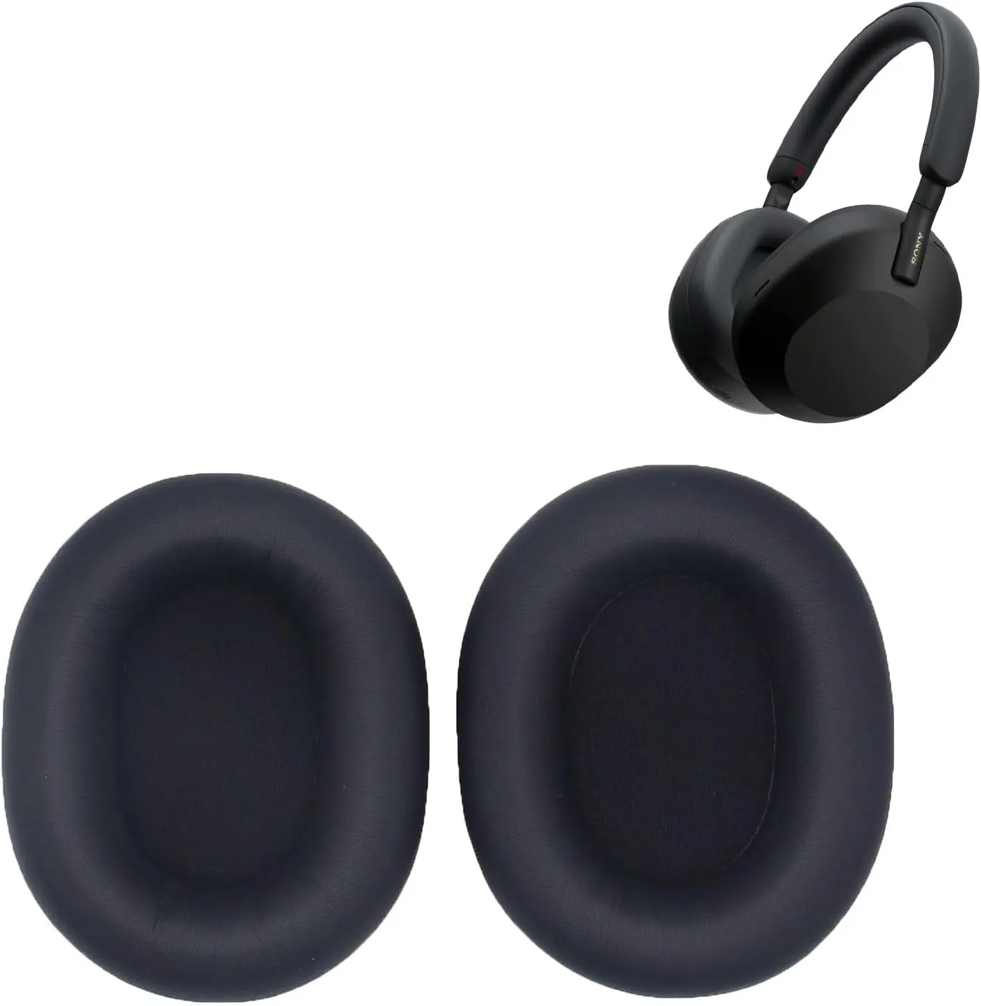 Earpads for Sony WH-1000XM5, A Pair of Replacement Ear Cushion Pads with Protein Leather and Memory Foam for Sony WH 1000XM5 Noise canceling Stereo Headset, Black (Black)