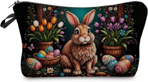 Easter Bunny Makeup Bag Cute Small Organizer Zipper Pouch Easter Egg Bunny Cosmetic Bag Easter Birthday Present for Women Friends-2