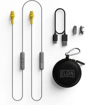 Elgin Ruckus Wireless Bluetooth Earplug Headphones, 25 dB NRR, Noise Canceling Mic, 12-Hour Battery, IP65 Sweatproof, Compliant with OSHA Hearing Safety Standards