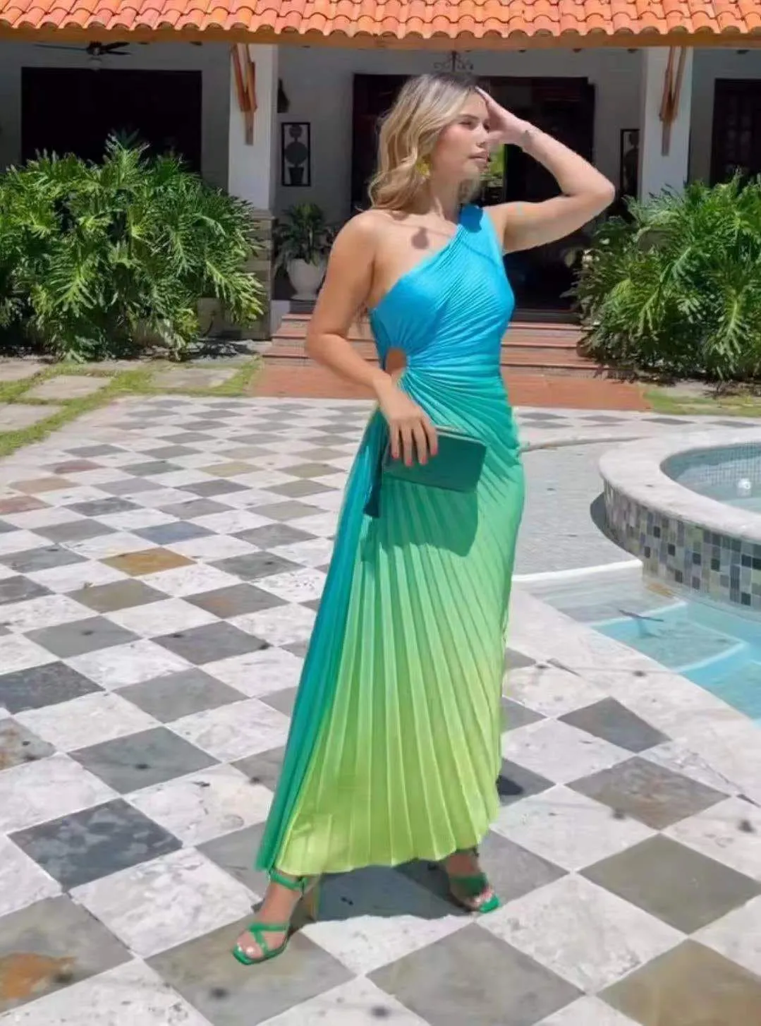 Elle Pleated Diagonal Dress