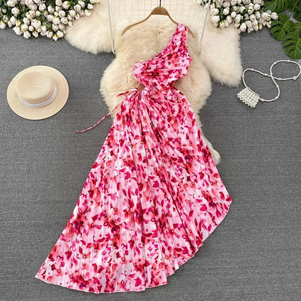 Elle Pleated Diagonal Dress