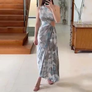 Elle Pleated Diagonal Dress