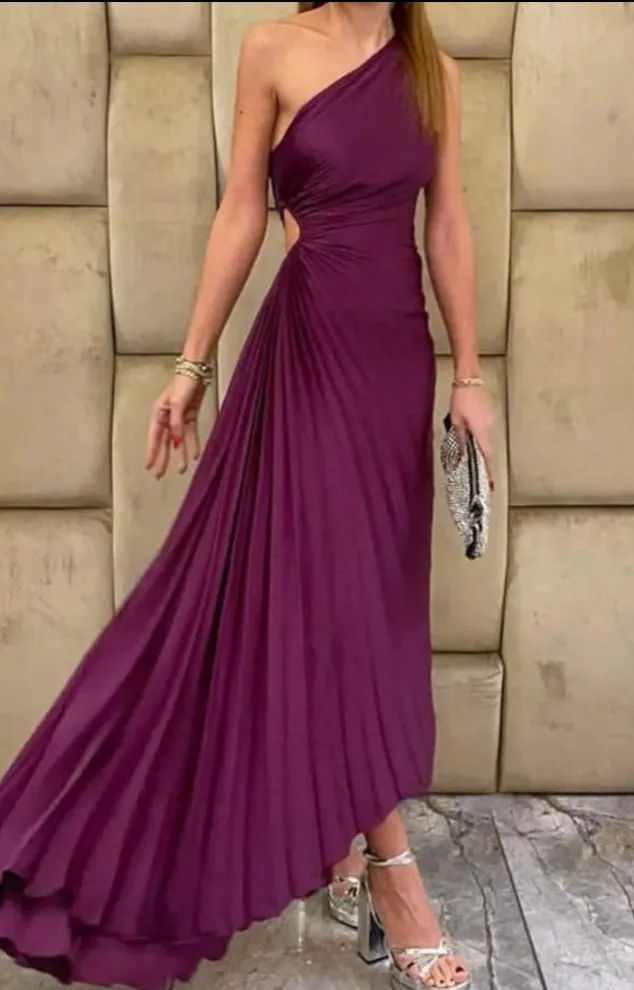 Elle Pleated Diagonal Dress