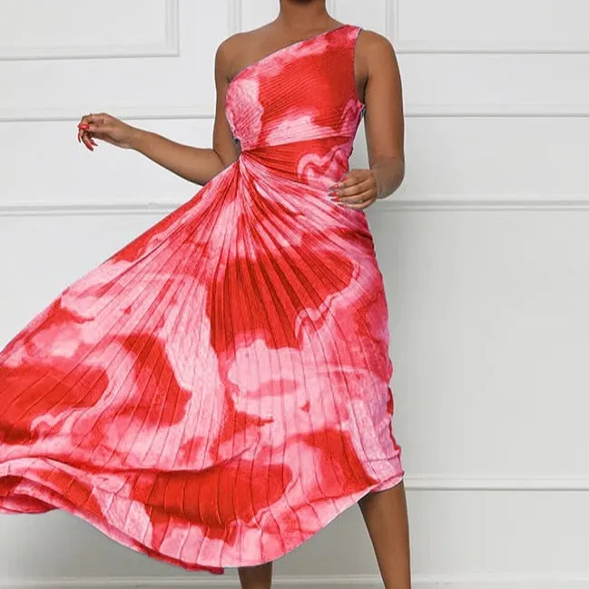 Elle Pleated Diagonal Dress