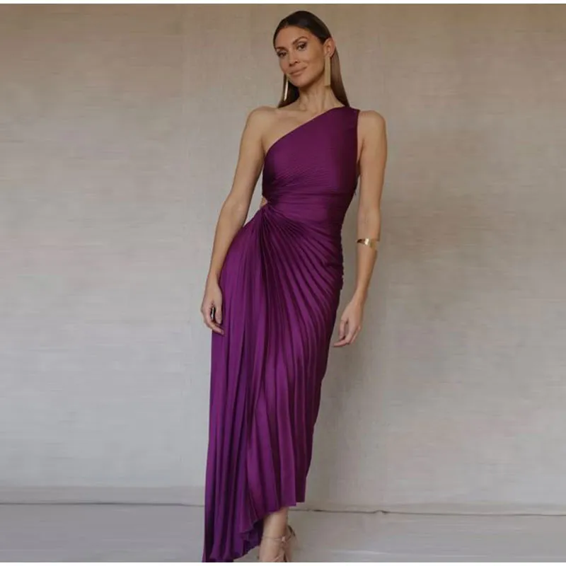 Elle Pleated Diagonal Dress