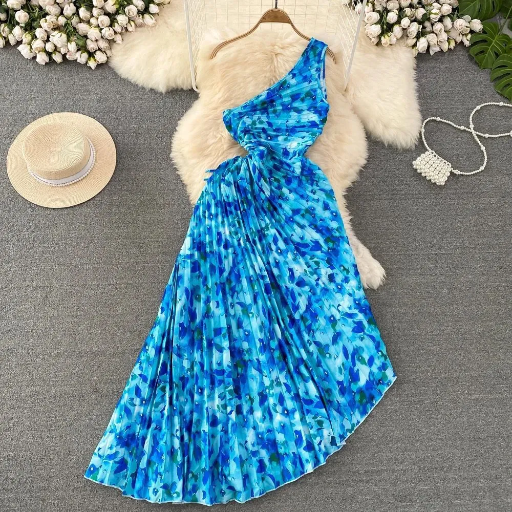 Elle Pleated Diagonal Dress