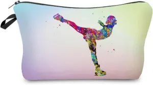 Figure Skating Makeup Bag - Cute Small Organizer Travel Toiletry Zipper Pouch - Present for Skaters, Coach, Women