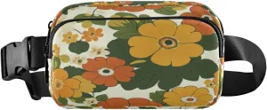 Floral Foliage Drawing Ivory Fanny Packs for Women Men Crossbody Bags Everywhere Belt Bag with Adjustable Strap Fashion Waist Pack for Travel Daily Running