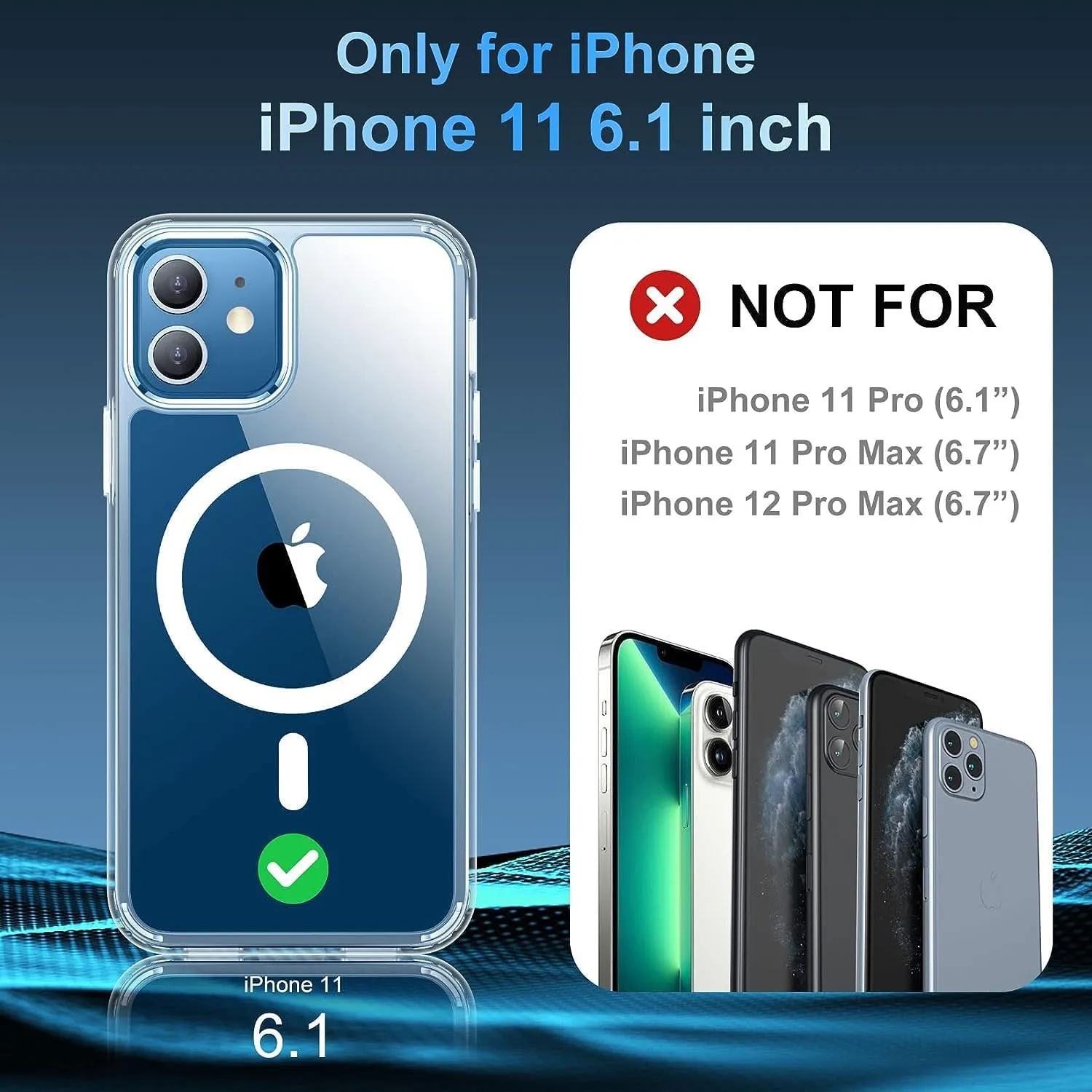 for iPhone 11 Case [Compatible with MagSafe] Clear Non-Yellowing Slim Shockproof Anti-Fingerprint Anti-Scratch Protective Cover for 6.1'' Clear