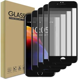 for iPhone 8 Tempered Glass Screen Protector, Transparent Anti Fingerprint Compatible Bubble Free Case Friendly Full Coverage Anti-Scratch Clear 4 Pack