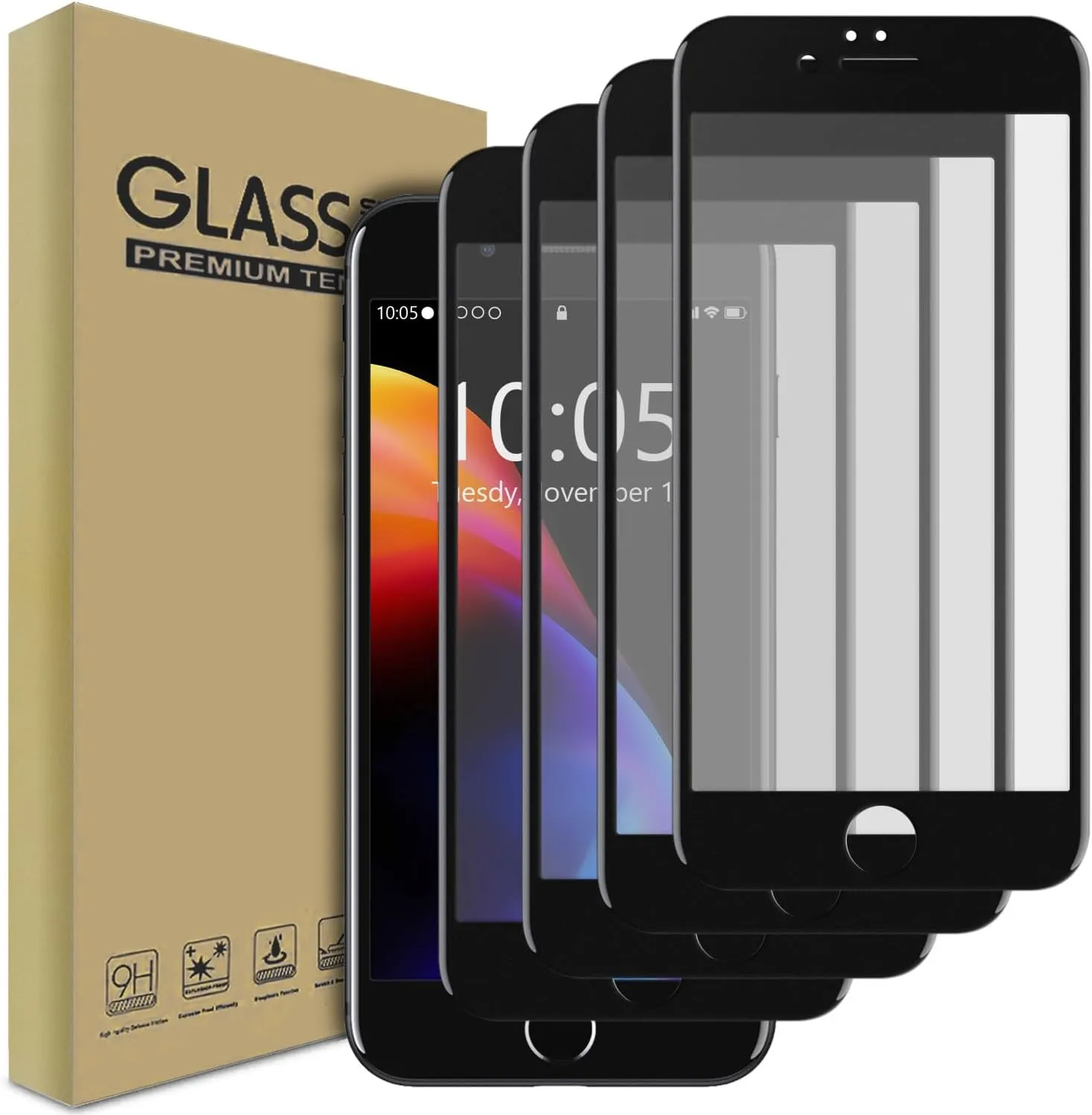 for iPhone 8 Tempered Glass Screen Protector, Transparent Anti Fingerprint Compatible Bubble Free Case Friendly Full Coverage Anti-Scratch Clear 4 Pack