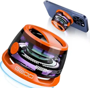 G200 Magnetic Bluetooth Speaker with RGB Lights & Phone Stand | IPA Waterproof, Pairing, 3D Surround Sound | Portable Wireless Speaker for Shower, Outdoor, Bike, Car | Durable Metal/Plastic (Orange)